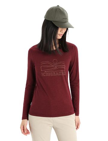 Dámské Long Sleeve Icebreaker Merino Central Classic T-Shirt Sunset Červené | CZ 1313EBCX
